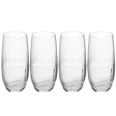 Immagine di Mikasa Treviso Set di 4 bicchiere highball, 400 ml, trasparenti senza piombo con effetto increspato per festeggiamenti