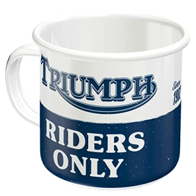 Immagine di Nostalgic Art Tazza smaltata retrò, Triumph Riders Only Idea regalo per accessori moto, Coppa da campeggio, Design vintage, 360 ml
