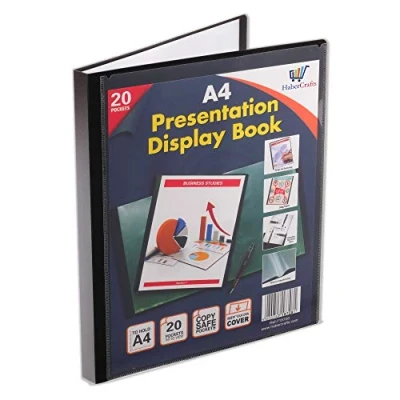 Immagine di Cartella portadocumenti formato A4 con 20 tasche (40 visualizzazioni), cartellina in plastica per progetti e certificati (1 libro)