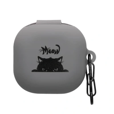 Immagine di kwmobile Custodia per Samsung Galaxy Buds FE Cover Protezione Resistente Auricolari Wireless in Silicone Antigraffio Gatto Nero