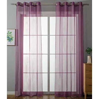 Immagine di Gardinenbox Set di 2 tende trasparenti Uni, 225 x 140 cm (altezza larghezza), lilla, con occhielli, chiusura a nastro, per soggiorno, 20332 cn2