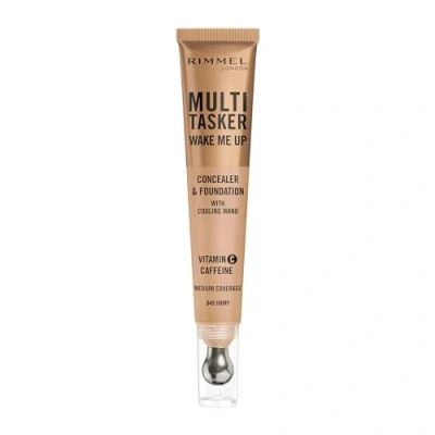 Immagine di Rimmel Multi Tasker Wake Me Up, 040 Ivory, Correttore &amp; Fondotinta, Illumina, Corregge, Copertura modulabile, Finish Radioso, Formula Vegana, 20ml