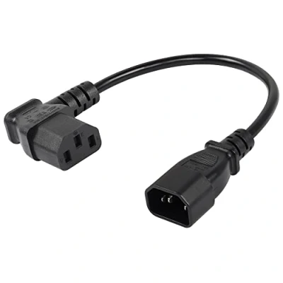 Immagine di CERRXIAN Cavo di prolunga per alimentazione PDU IEC 320 C14 a 90 gradi C13, maschio ad angolo sinistro C13 femmina 3 pin monitor, computer, ecc 0,4 M/15,7 pollici