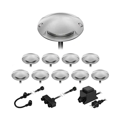 Immagine di ledscom.de Lampada da terra a LED Bunda, 2 luci, per esterni, passabile, bianco caldo, set di 10