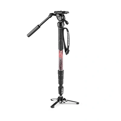 Immagine di Manfrotto Element MII, Kit Monopiede Video in Alluminio con Testa Fluida, Sottile e Leggero, Carico fino a 4 kg, Base Fluida Ripieghevole, Sezioni, Twist Lock, per Fotocamera Compatta Reflex