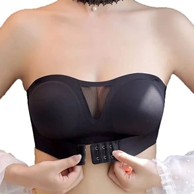 Immagine di FFWTPY Reggiseno Donna Fibbia Anteriore Spalline Rimovibile Cinghie Push Up Regolabili Invisibile a Fascia Bralette Ferretto con Imbottitura Elastico