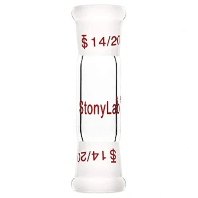 Immagine di stonylab Adattatore di Collegamento Diritto in Vetro, Glass Straight Connecting Adapter, Vetro borosilicato 30mm Tra due 14/20 Terra Esterno Giunti Conici Standard per la Fornitura Laboratorio