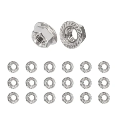 Immagine di QIMEI SHOP Dadi Flangiati M4 Esagonali in Acciaio Inox Autobloccanti con Flangia e Dentatura Conforme allo DIN 6923 20 pezzi