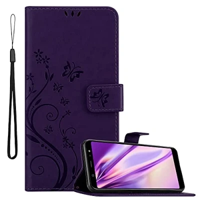 Immagine di Cadorabo Custodia Libro compatibile con Samsung Galaxy A6 PLUS 2018 in LILLA SCURO Fiore Design di Chiusura Magnetica, Funzione Stand e 3 Vani Carte Cover Case Book Etui Protezione