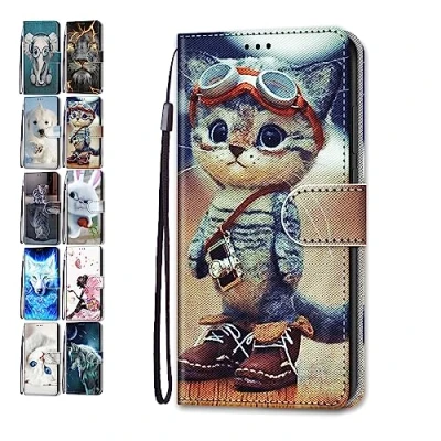 Immagine di Cellulare Cover per Samsung Galaxy A50 Custodia in Pelle Flip Case Portafoglio Libro con Porta Carta Modello Disegni Gatto
