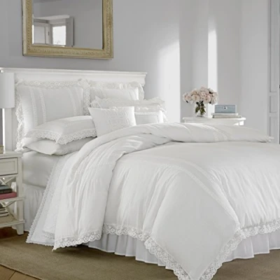 Immagine di Laura Ashley Set copripiumino matrimoniale, biancheria da letto reversibile in cotone con federa abbinata, decorazione per la casa leggera tutte le stagioni (Annabella bianco, matrimoniale)