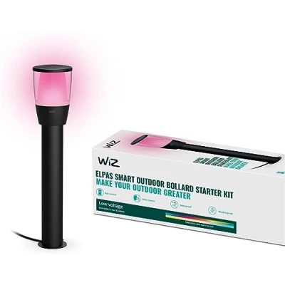 Immagine di WiZ Starter Kit Paletto Smart WiFi da Esterni,300lm, 4.8W, Luce Bianca o Colorata, Controllo Vocale, Nero