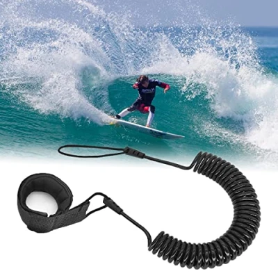 Immagine di Ruikdly Leash Surf 5.5MM 10 Piedi SUP di Sicurezza da Guinzaglio Coiled TPU Regolabile Spirale per Tavola Stand Up Paddle Board