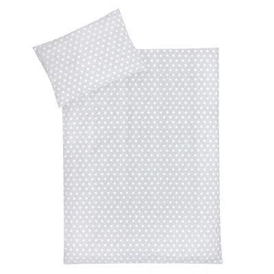 Immagine di Julius Zöllner Biancheria da letto per bambini 100 x 135 + 40 60 cm, set 2 pezzi di copripiumino e federa, 100% cotone, con chiusura lampo, standard by Oeko Tex, stelle grigie
