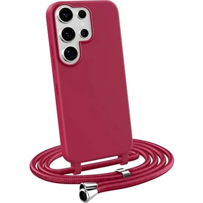 Immagine di MyGadget Cover per Samsung Galaxy S24 Ultra Custodia con Corda Case Cordino Opaca Antiurto/Bumper Laccio/Tracolla Practical Stylish Collo Bordeaux