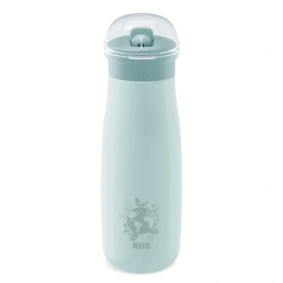 Immagine di NUK Mini Me Flip Tazza per bambini con cannuccia 12+ mesi 500 ml Borraccia in acciaio inox Beccuccio temperato antigoccia Infrangibile Blue Globe