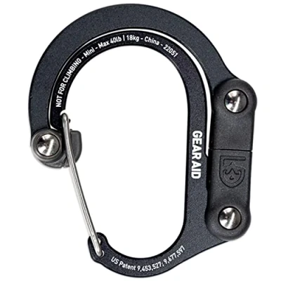 Immagine di GEAR AID HEROCLIP Moschettone e Gancio (Mini) per Viaggi, Bagagli Borse Piccole, Nero