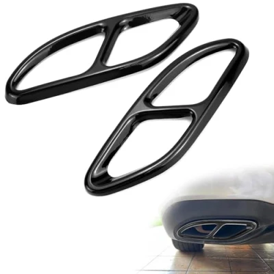 Immagine di QWORK® 2 Pezzi Copertura del Tubo di Scarico, Scarico in Acciaio Inossidabile, Compatibile con Benz Classe C W205, E W213, B, GLC