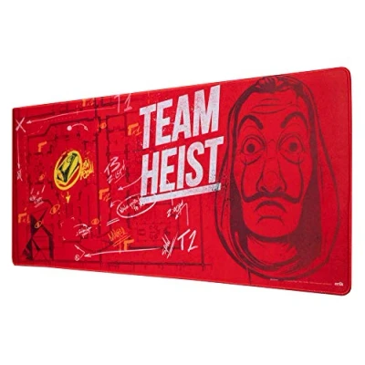 Immagine di Erik® Tappetino per mouse da gioco XXL La Casa di Carta con base in gomma antiscivolo e rifiniture alta qualitá, 80x35 cm