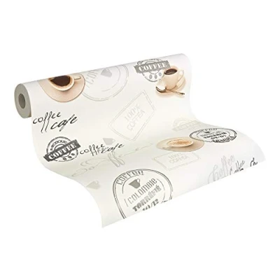 Immagine di A.S. Création Carta da parati per cucina in crema, beige e marrone zona pranzo pareti 10,05 m x 0,53
