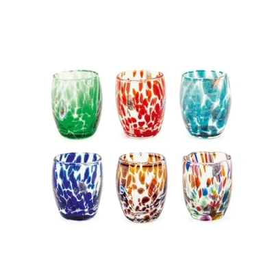 Immagine di H&amp;h set 6 bicchieri veneziano in vetro decorato multicolore cl 5