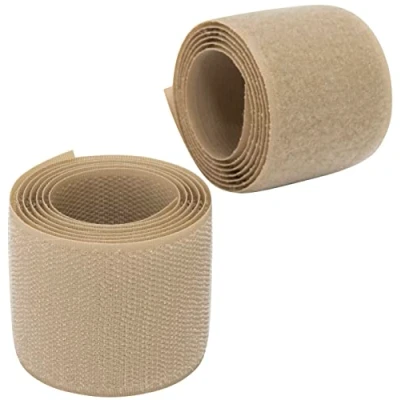 Immagine di Aerzetix C66007 Nastro/rotolo di scratch 50mm 1 metro auto aggrappante organizer/fermacavo striscia aggancio sacchetto indumento cinghia colore: beige scuro in poliammide e poliestere