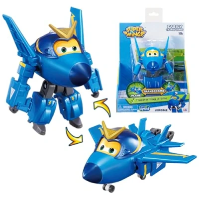 Immagine di Super Wings Jerome Aereo Giocattolo trasformabile e Statuetta Robot, Robot Trasformattabile del Cartone Animato, Bambino 3 4 5 6 7 8 Anni Ragazzo Ragazza 12 cm