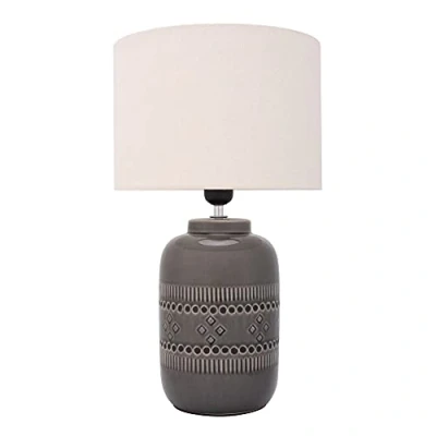 Immagine di Pauleen Gleaming Beauty Table luminaire 48224 Tavolo Max. 20 Watt Realizzata a Mano Beige, Grigio Lampada da Comodino Look Boho in Tessuto, Ceramica E27