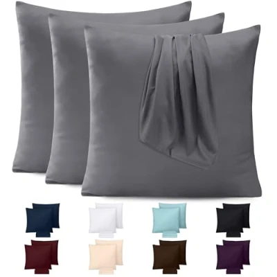 Immagine di Utopia Bedding federa cuscino set de 4 Copricuscino in morbida microfibra spazzolata con chiusura a busta (Grigio, 40 x cm)