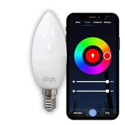 Immagine di Konyks Antalya E14 Max Easy Lampadina Wi Fi, LED a risparmio energetico, 16 colori RGB, E14, 4,5 W, bianco freddo caldo [Classe energetica A+]