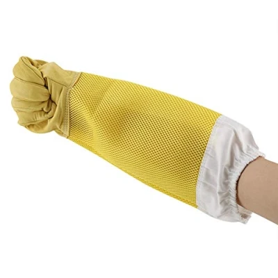 Immagine di Zerodis di alta qualità in pelle capra grande resistente paio protettivi ​​pelle pecora con manica a maglia lunga Principianti apicoltori Strumento lavoro