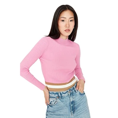 Immagine di Trendyol Girocollo Colorblock Regular Maglione Maglia di Tuta, Rosa, M Donna