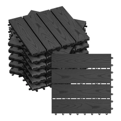 Immagine di WOLTU GTF002an Piastrelle per Pavimenti da Esterno Balcone/Giardino/Terrazza Pavimentazione ad Incastro in WPC, Legno Composito (11 Pannelli / 1 m²) Antracite