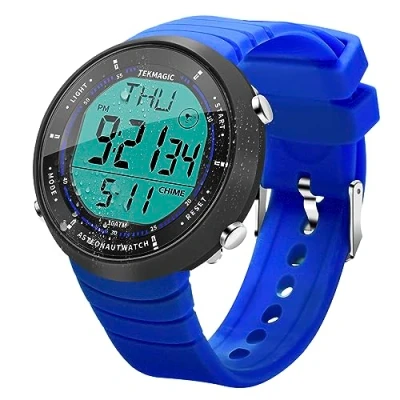 Immagine di Orologio Sportivo Uomo Impermeabile 10 Atmosfere per Subacqueo e Apnea con Cronometro, Retroilluminazione, Sveglia, Cronografo, Timer, Doppio Orario, Calendario, Formato 12 o 24 ore