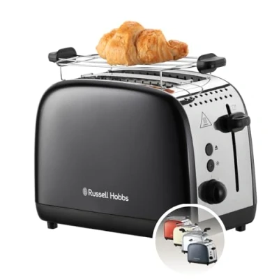 Immagine di Russell Hobbs Tostapane 2 Fette Acciaio Inox Nero; Scomparti per toast extra larghi; 6 livelli di doratura; Scongelamento; Funzione solleva e guarda, 1600 W, ColorPlus 26550 56