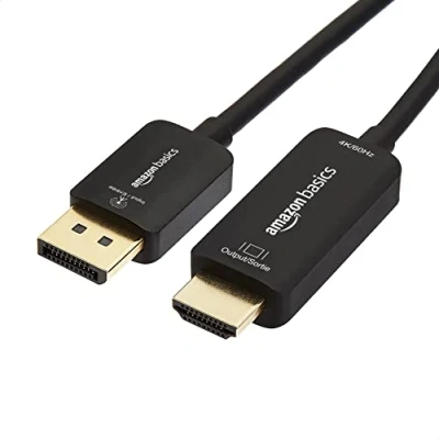 Immagine di Amazon Basics Cavo per display da DisplayPort a HDMI, 4K 60 Hz, 1.8 m, Nero