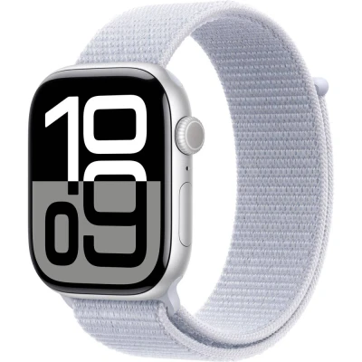 Immagine di Apple Watch Series 10 46mm Argento (Cinturino In Nylon Blu Chiaro)