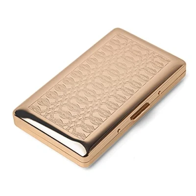 Immagine di Portasigarette in metallo signore e signori, clip a molla bifacciale portatile, contiene fino 14 pacchetti di sigarette da 100, per auto riempite (Scorri Gold)
