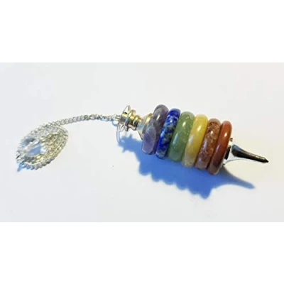 Immagine di Pendolo con dischi dei 7 chakra, pietre chakra