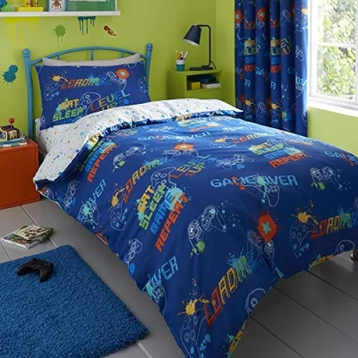 Immagine di Bedlam Set copripiumino per letto singolo con scritta Game Glow, colore: Multicolore