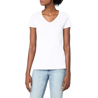 Immagine di Fruit of The Loom Maglietta da Donna con Scollo a V Bianco M