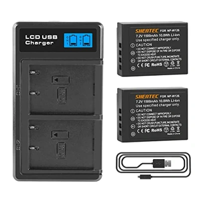 Immagine di 2X Shentec Batteria NP W126 Compatibile con Fujifilm W126S X100F X A1 A2 A3 A5 A10 E2 E2S Pro1 Pro2 T1 T2 T3 T10 T20 T100 H1 FinePix HS33EXR HS50EXR