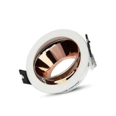 Immagine di Portafaretto LED da Incasso GU10 Rotondo Colore Bianco con Supporto Orientabile Oro Rosa