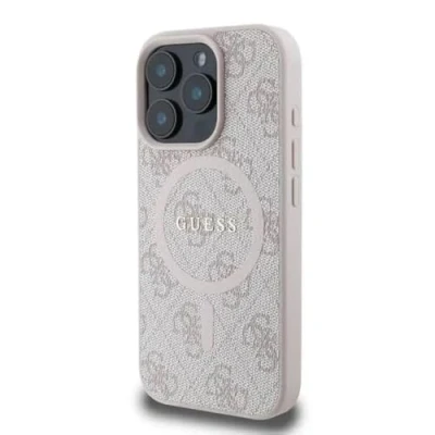 Immagine di CG MOBILE Guess Magsafe PU 4G Custodia rigida con logo classico per iPhone 16 Pro Max Rosa