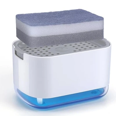 Immagine di Alyvisun Dispenser Sapone Cucina, Dosatore Cucina con Supporto Spugna, 2 in 1 Detersivo Piatti Dspenser per Stoviglie Lavello Liquido