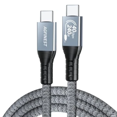 Immagine di AGFINEST Cavo USB4 240W, per Thunderbolt 4, Compatibile con 3/USB4, USB C 40Gbps, PD 3.1 140W 8K60Hz HDR Video Transfer MacBook M1 M2, Mac mini (Dritto, 2M)