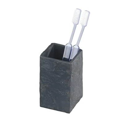 Immagine di Wenko Bicchiere portaspazzolini Slate Rock Finitura Effetto Ardesia Grigio Antracite