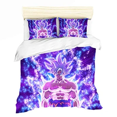 Immagine di NICHIYO, set di biancheria da letto Dragon Ball copripiumino e federa, in microfibra, stampa digitale 3D, 3 pezzi (copripiumino + federe) (1,Single 135 x 200 cm)
