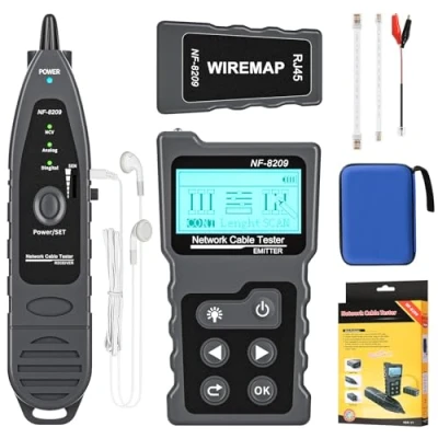 Immagine di KOLSOL Tester per cavi con PoE Multifunzione, mappatura cavi, test di rete, NF 8209 cavo LAN LCD senza contatto, Cat5 Cat6 strumento trovacavi linee sotterranee, telefono
