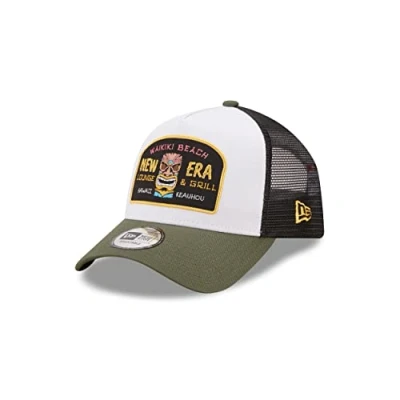 Immagine di New Era Waikiki Beach Truckerkappe verstellbar Snapback weiß oliv Mesh Basecap One Size